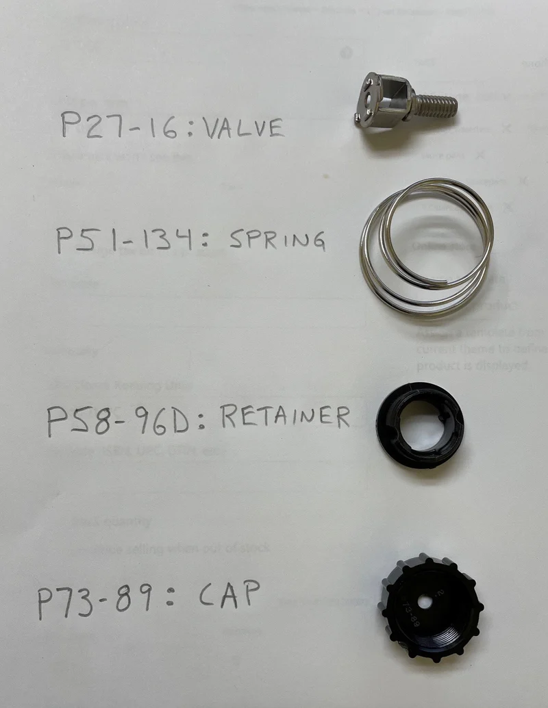 P27-16K -- Spring Kit for Vapor Valve 1