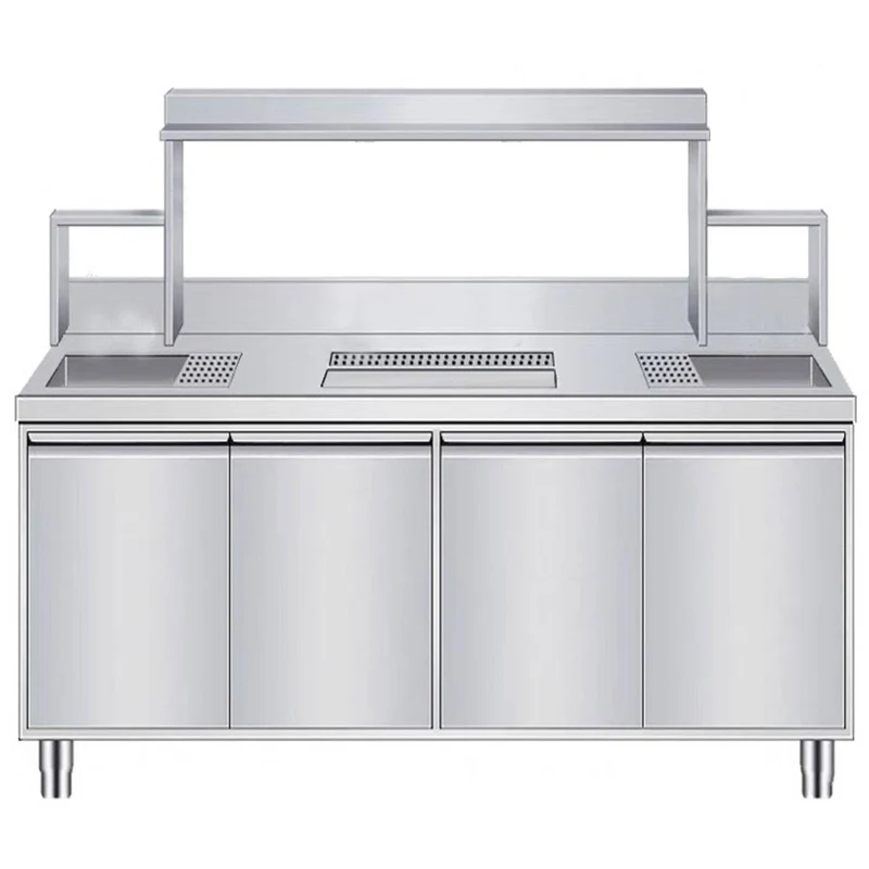 Chefco, BTS-220, 16-Gauge 304 Stainless Steel Bubble Tea Work Station (86.6"W x 29.9"D x 56"H)