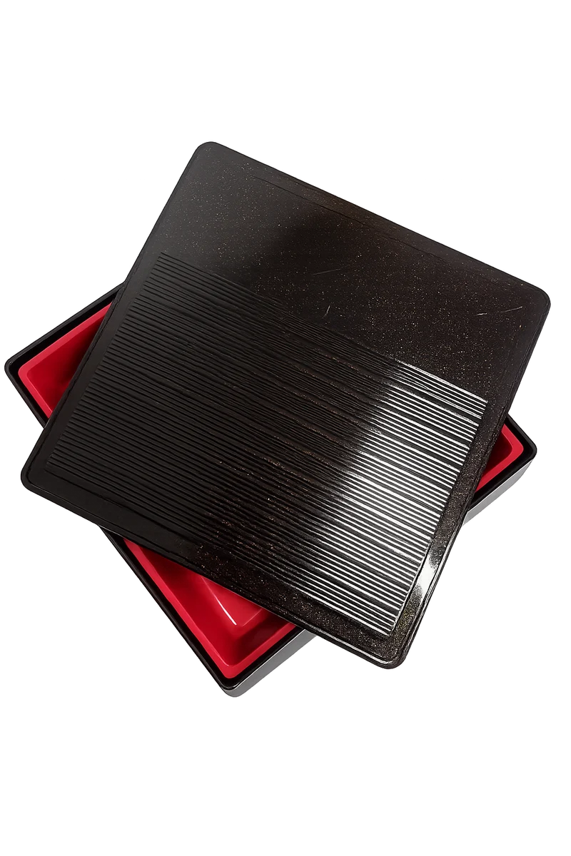 CHEFCO,7-809-1, Golden Japanese Shokado Bento Box with Red Inner