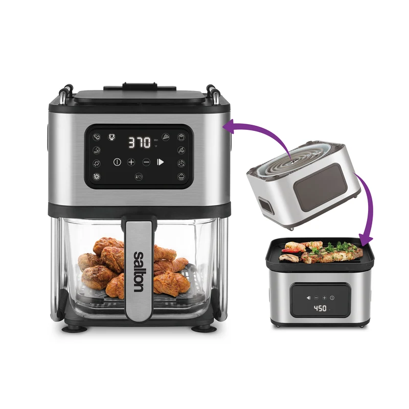 Salton Flip and Cook 3-in-1 Air Fryer, Grill & Dehydrator