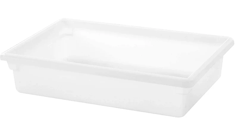 P-072P,White Polypropylene Food Storage Box, Half Size, 1.75 Gallon/5.5L,18"x12"x3-1/2"