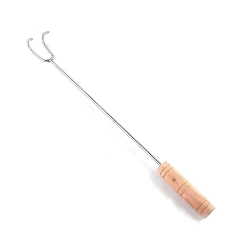 CHEFCO,HWH-22, Long 22" Barbecue Stainless Steel Hook with Wooden Handle