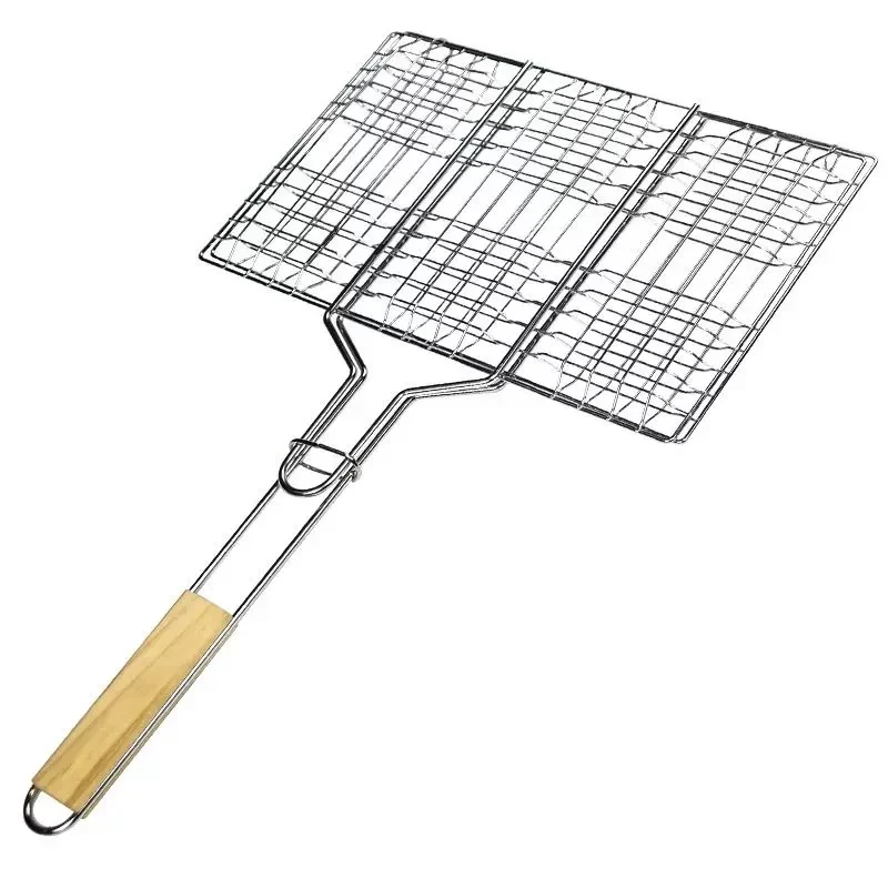 CHEFCO,BBQ-4124,Handheld Stainless Steel BBQ Grill Net Basket(41cmLx23cmW)
