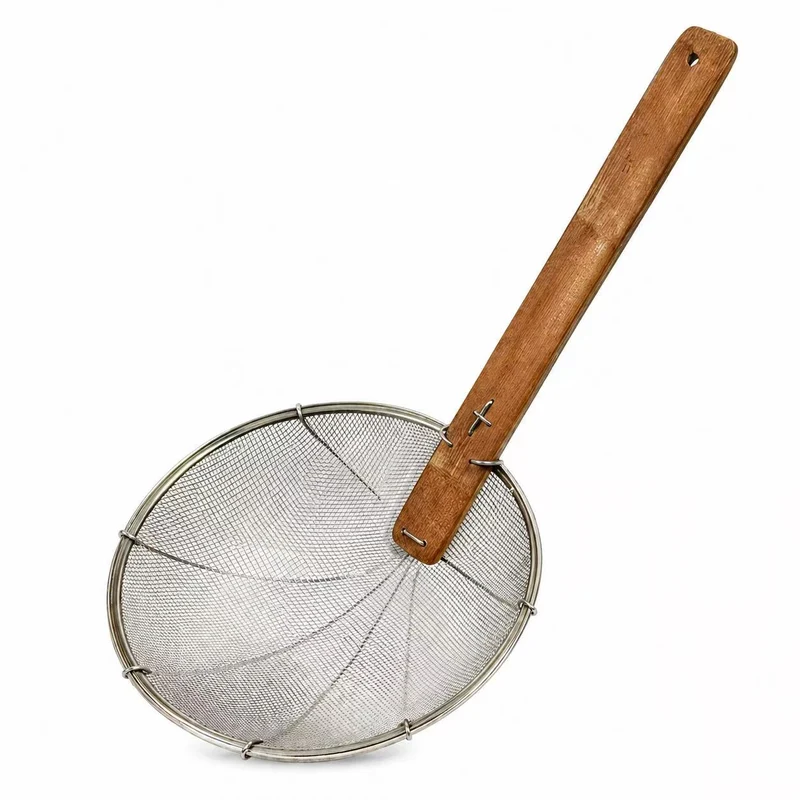 Sub-equip,HFMS-12, 12" Dia Round Fine Mesh Stainless Steel Skimmer with Bamboo Handle