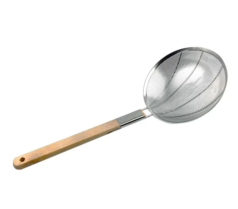 CHEFCO,SSH-31, Stainless Steel Reinforced Round Skimmer with Wooden Handle-31cm/12.2“ Dia