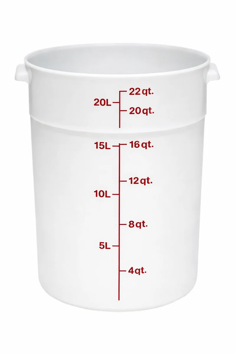 Sub-equip,PRC-22QT,22Qt Round Food Storage Container, PP,White, Lids Sold Separately