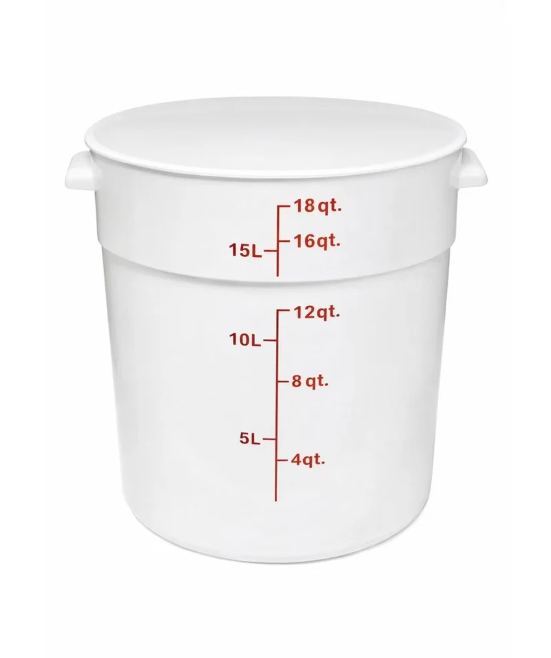Sub-equip,PRC-18QT,18Qt Round Food Storage Container, PP,White, Lids Sold Separately