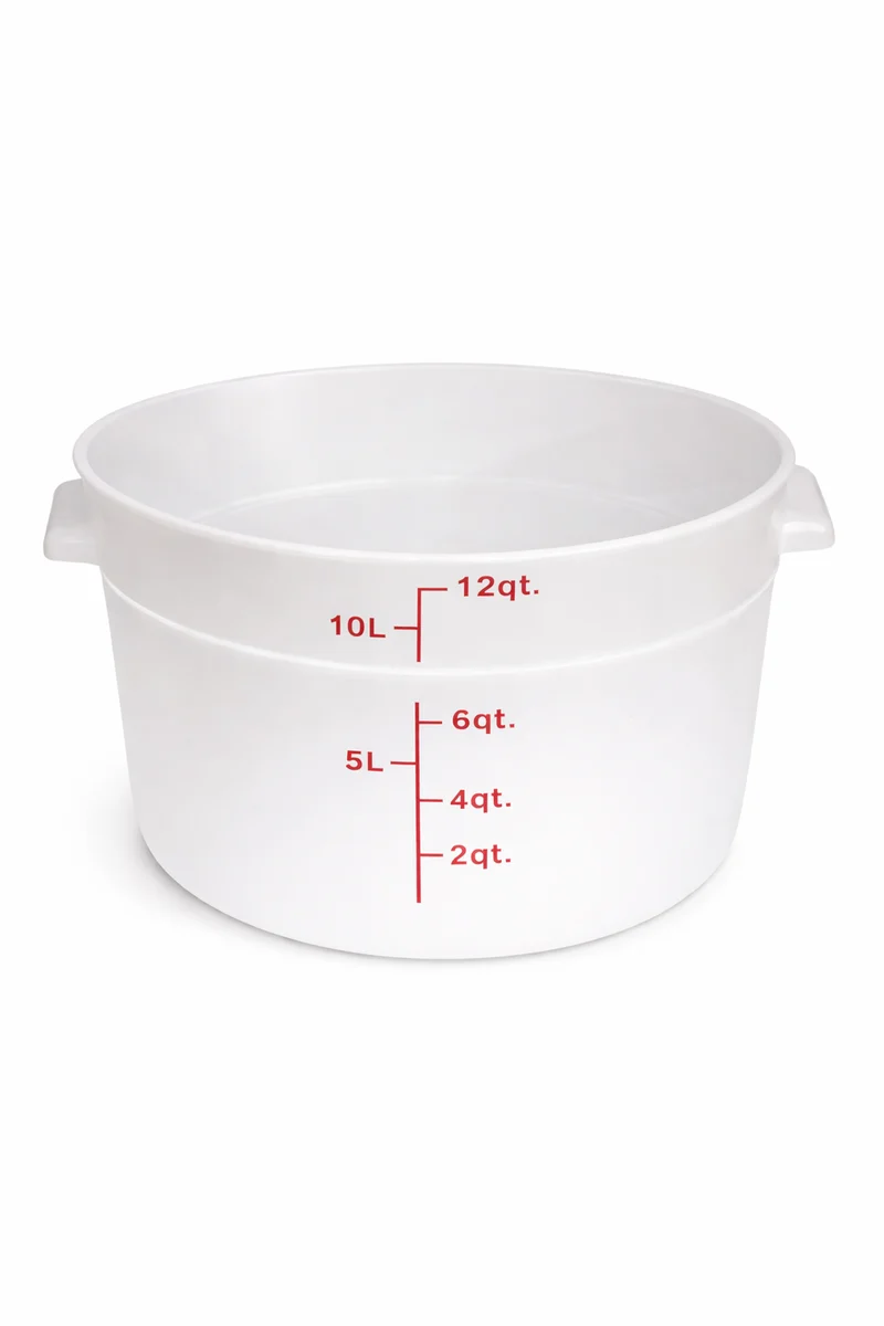 Sub-equip,PRC-12QT ,12Qt Round Food Storage Container, PP,White, Lids Sold Separately