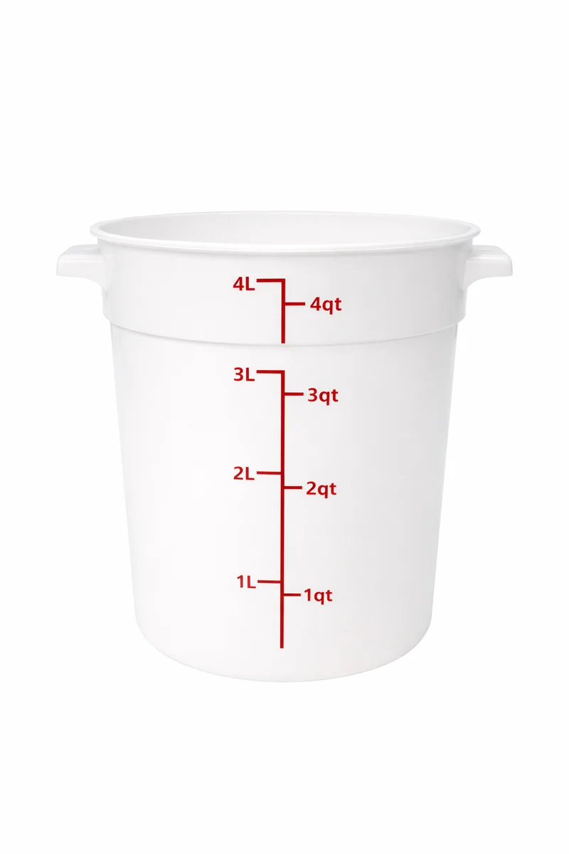 Sub-equip,PRC-4QT,4Qt Round Food Storage Container, PP,White, Lids Sold Separately