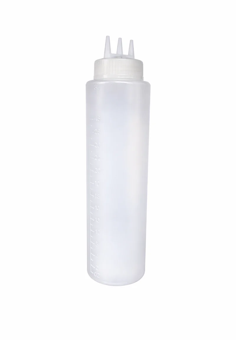 CHEFCO,FC5506-3C,CLEAR. FATCAT, Squeeze Bottle with Three Tips Wids Cap, 36oz, 1pc