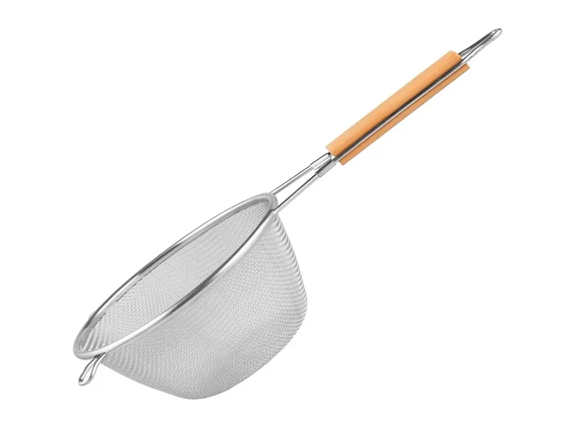 CHEFCO,MSS-8S, 8"/20.7cm Dia Single Stainless Steel Mesh Strainer with Wooden Handle