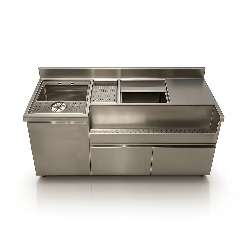 Chefco, 59"Stainless Steel Cocktail Station with Ice Bin (CTS-150)