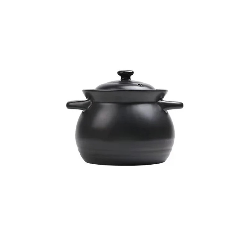 Chefco,FB10K, Heat Resistant Clay Braising and Casserole Pot with Lid, Black (18 cm / 7.1" Dia)