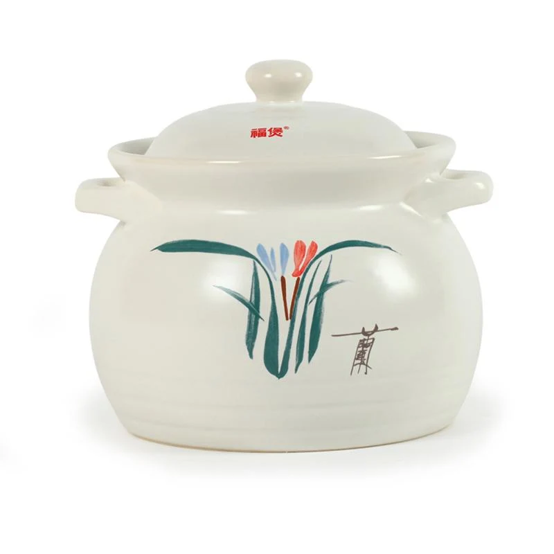 CHEFCO,FB12W, Heat Resistant Clay Braising and Casserole Pot with Lid ,White (19cm/7.5" Dia)
