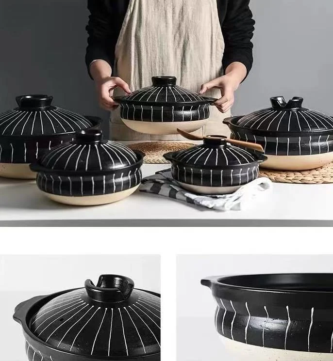 CHEFCO,Y1118-10,Japanese Ceramic Clay Braising and Casserole Shoal Pot with Lid (29.5cm/11.6"Dia)
