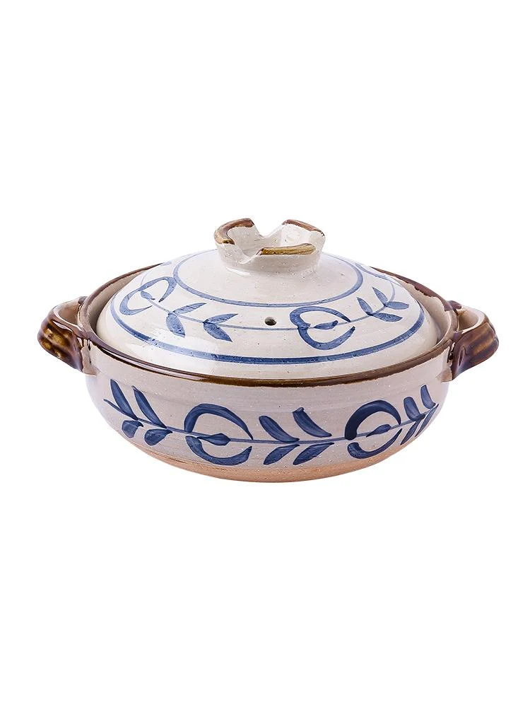 CHEFCO,Y5018-7, Japanese Ceramic Clay Braising and Casserole Shoal Pot with Lid (21cm/8.3" Dia)