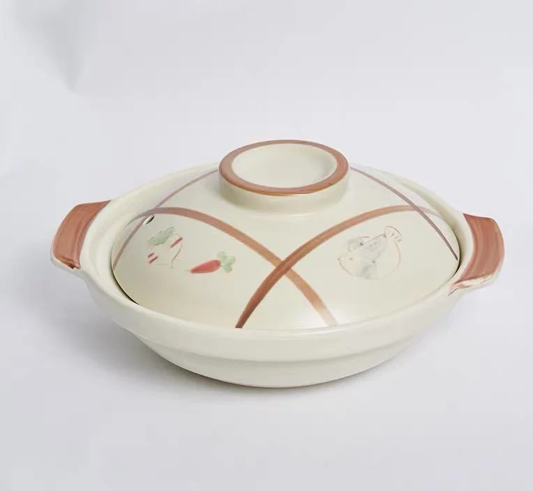 CHEFCO,K606W, White Clay Braising and Casserole Shoal Pot with Lid(19.3cm/7.6" Dia )