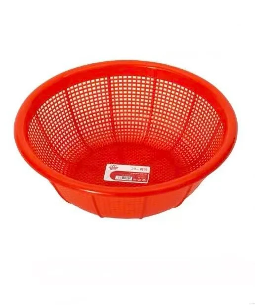 CHEFCO,RD32, Round Plastic Vegetable Wash Basket (Small Grid),Red-12.4"Dia x4.4"H