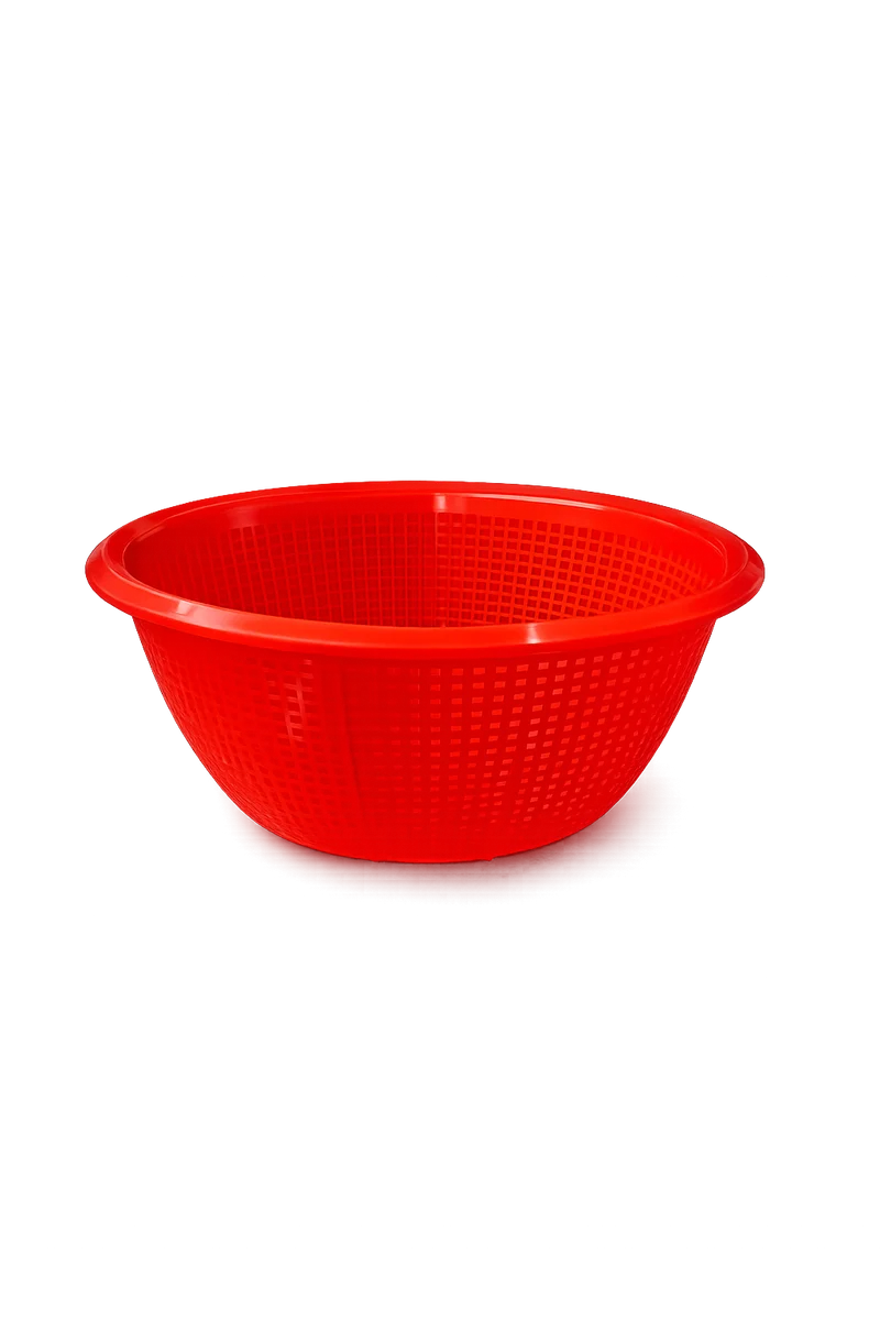 CHEFCO,RD20, Round Plastic Vegetable Wash Basket (Small Grid),Red-7.9"Dia x3.3"H