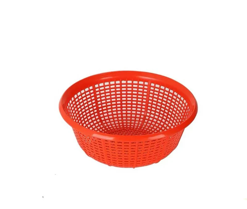 CHEFCO,RD8814, Round Plastic Vegetable Wash Basket (Small Grid),Red-8.8"Dia x3.7"H