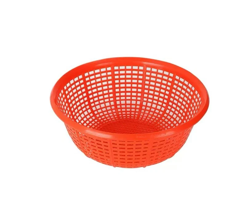 CHEFCO,RD8813, Round Plastic Vegetable Wash Basket (Small Grid),Red-10"Dia x4"H