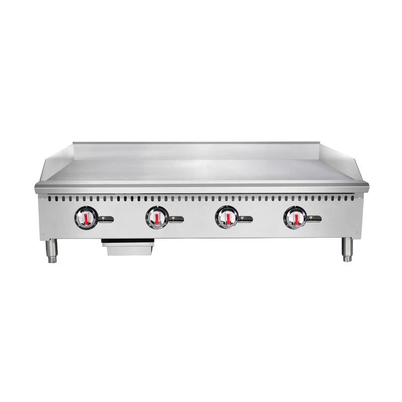Turbo Range, TR-G48MD-T, 48" Gas Chrome Plated Countertop Griddle with thermostatic Controls-120,000BTU