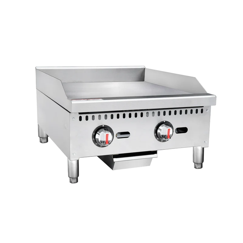 Turbo Range, TR-G24MD-T-C, 24" Gas Chrome Plated Countertop Griddle with thermostatic Controls-60,000BTU