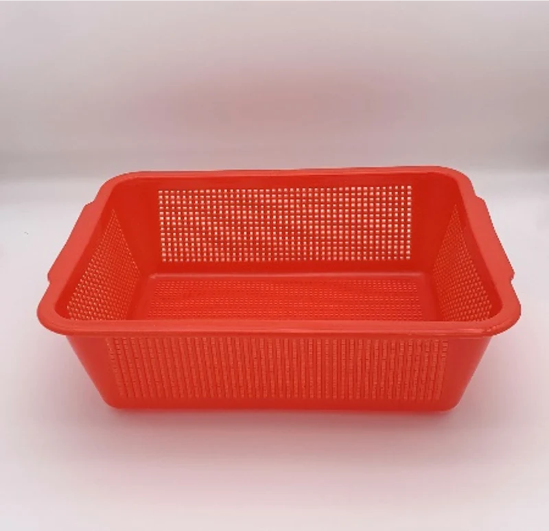 CHEFCO,RD640, Red Plastic Rectangular Vegetable Wash Baskets (Fine Grid)-12.4"L x 9.3"W x 3.8"H