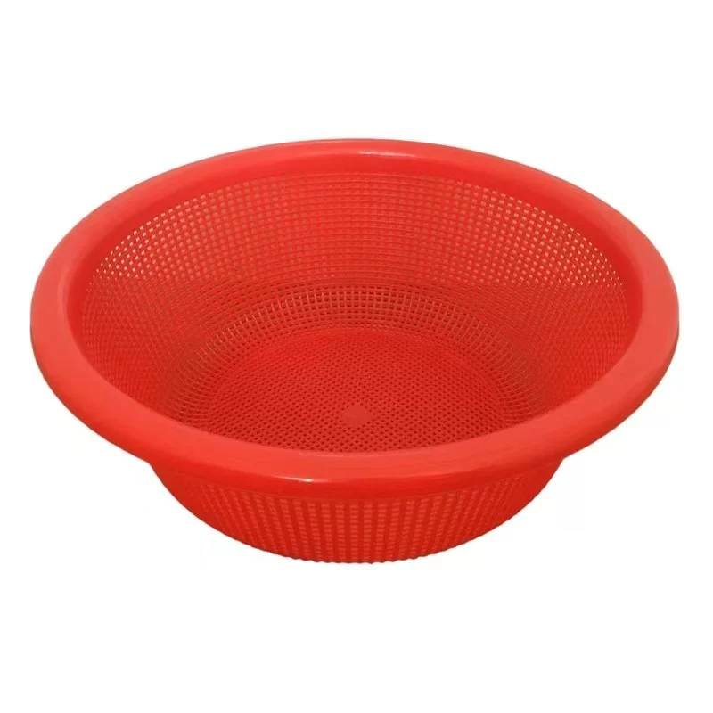 CHEFCO,RD350, Plastic Round Vegetable Wash Basket ,Red (Fine Grid)-18.3"Dia x 6.5" H