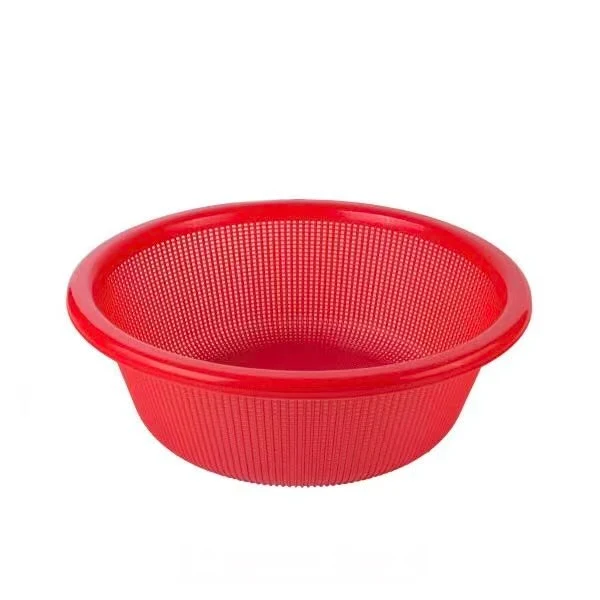 CHEFCO,RD330, Plastic Round Vegetable Wash Basket ,Red (Fine Grid)-16.1"Dia x 5.8" H