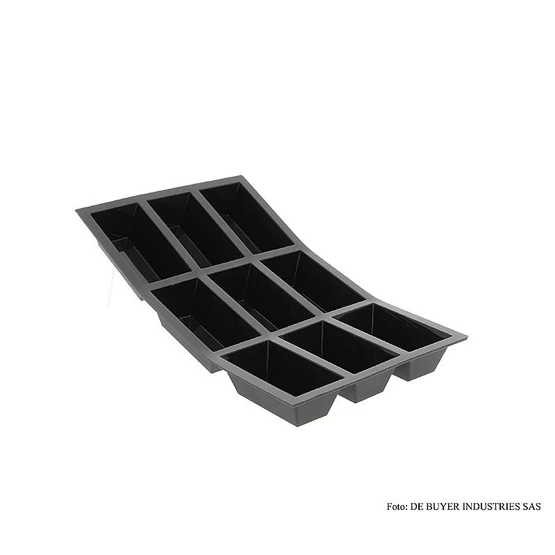 deBUYER Backform Moul´flex, 9 rechteckige Cake Formen, 3x8cm, 3cm hoch,17,5x30cm, 1 St
