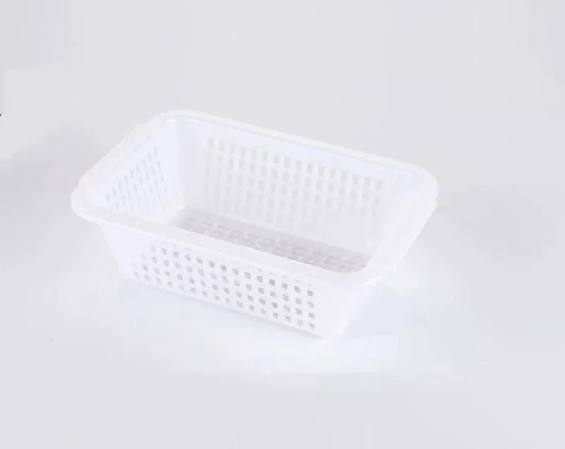 CHEFCO,WH22, Plastic Square Vegetable Wash Baskets (Small Grid)-White-10.6"L x7.3"W x 3.3"H