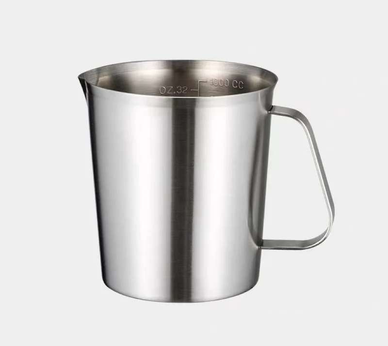 CHEFCO,SMC-1000, Stainless Steel Measuring Cup with Clear Scale, Metal Liquid Measuring Cup, Reusable Measuring Jug with Handle(1000ML)