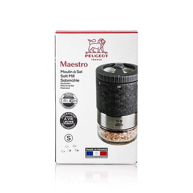 Salzmühle MAESTRO U´SELECT, hell graphit, 11cm, einstellbarer Mahlgrad, Peugeot, 1 St