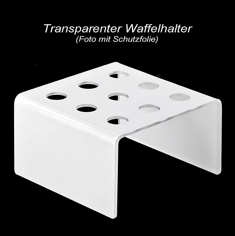 Mini-Waffelhörnchen-Halter, Plexiglas lichtgrau, quadratisch, für 9 Hörnchen, 1 St