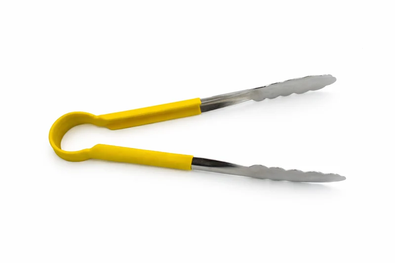 Sub-Equip,UTOH-12Y, 12" Stainless Steel Utility Tongs with Frosted Non-Slip Grip Handle ,Yellow