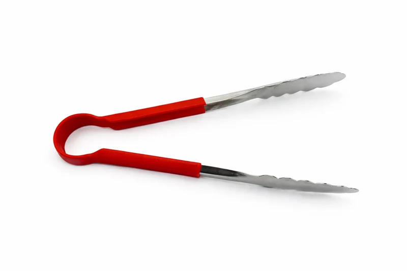 Sub-Equip,UTOH-12R, 12" Stainless Steel Utility Tongs with Frosted Non-Slip Grip Handle ,Red