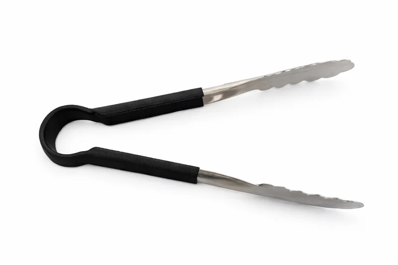 Sub-Equip,UTOH-9K, 9" Stainless Steel Utility Tongs with Frosted Non-Slip Grip Handle ,Black