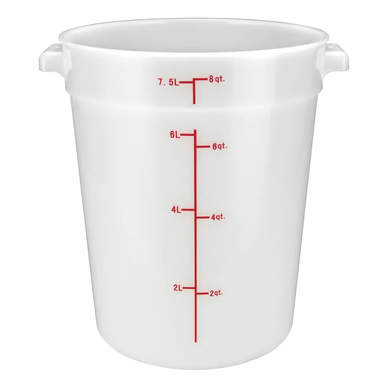 Sub-equip,PRC-8QT ,8Qt Round Food Storage Container, PP,White, Lids Sold Separately
