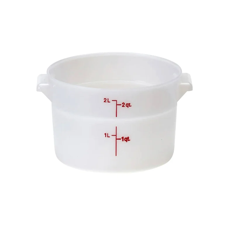 Sub-equip,PRC-2QT,2Qt Round Food Storage Container, PP,White, Lids Sold Separately