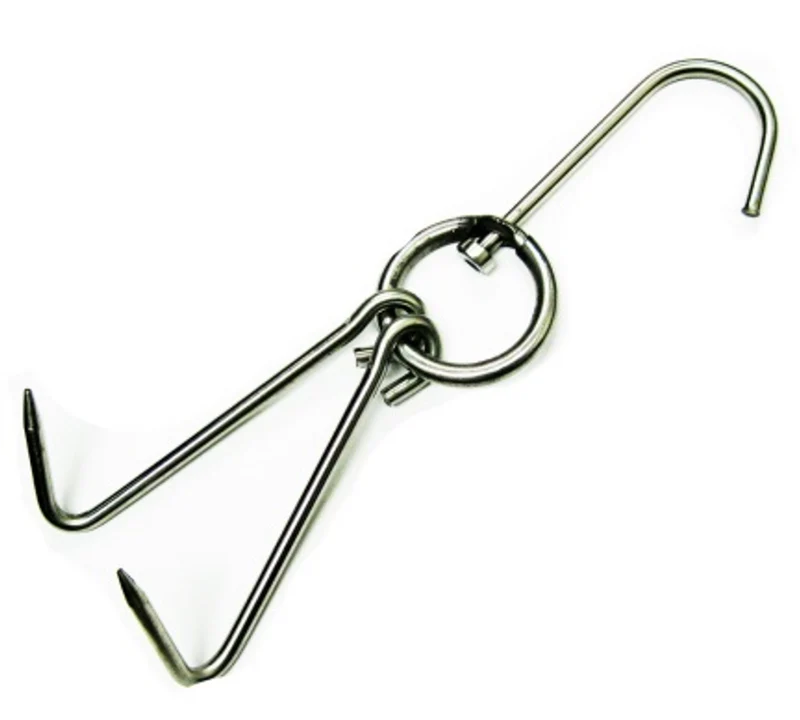 CHEFCO,HO-96, 9"Stainless Steel Double Meat Hooks Roast Duck Bacon Shop Hoop -6