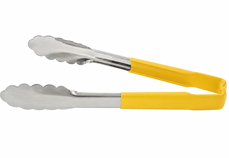 Sub-Equip,UTWH-9Y, 9" Stainless Steel One-Piece Kool-Touch Utility Tongs,Yellow