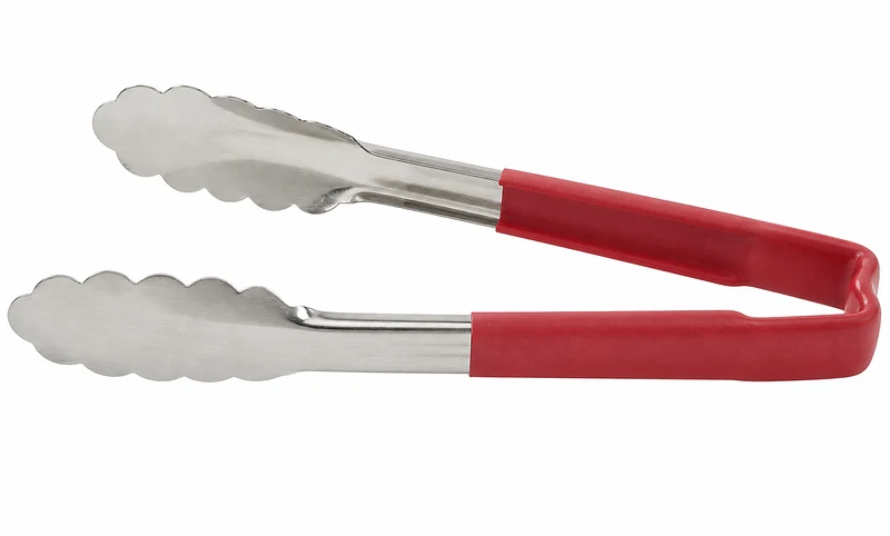 Sub-Equip,UTWH-9R, 9" Stainless Steel One-Piece Kool-Touch Utility Tongs,Red
