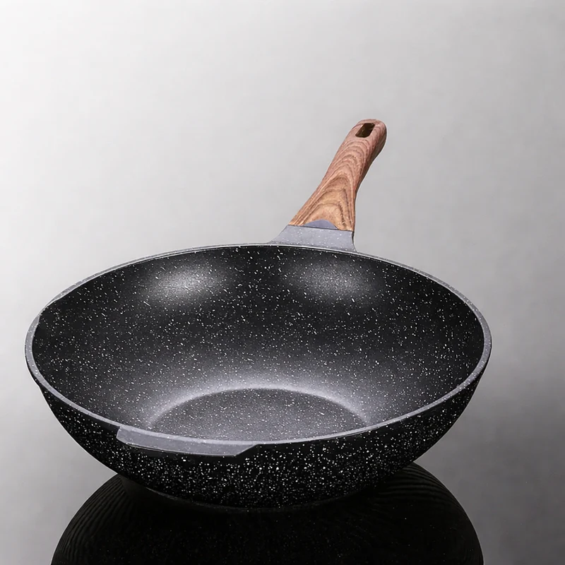 CHEFCO ,JHW-32 ,32cm Induction-Ready Fine Aluminum Fry Wok, Lightweight & Efficient Heating