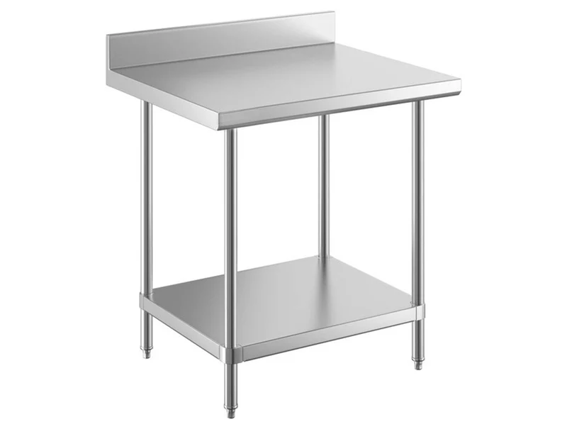 30" x 36" 16 Gauge 430 Stainless Steel Commercial Work Table with 4" Backsplash and Undershelf