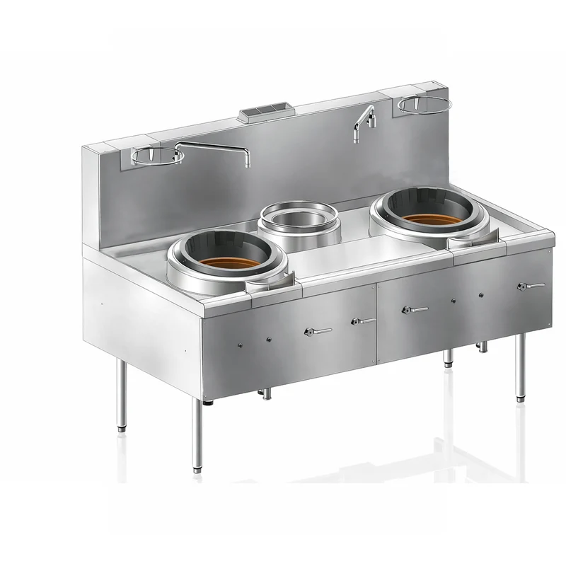 Turbo Range,NWEW5-2-1A, Double Wok Range with 1 boil pot- 307,080 BTU (70.87" x 41.33 x 31.89"/49.59")