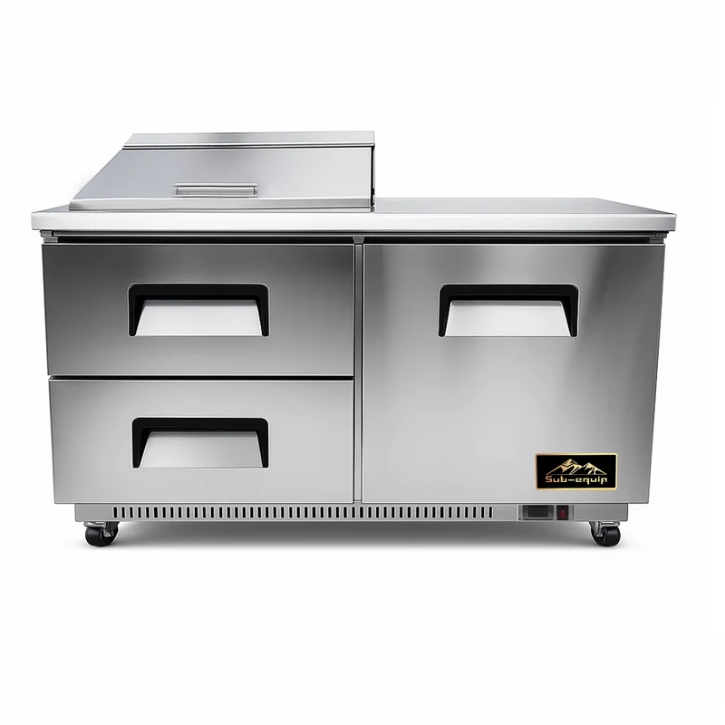 Sub-equip, CSSU-60-2D8L, 60" Sandwich / Salad 8 Pan Refrigerated Prep Table
