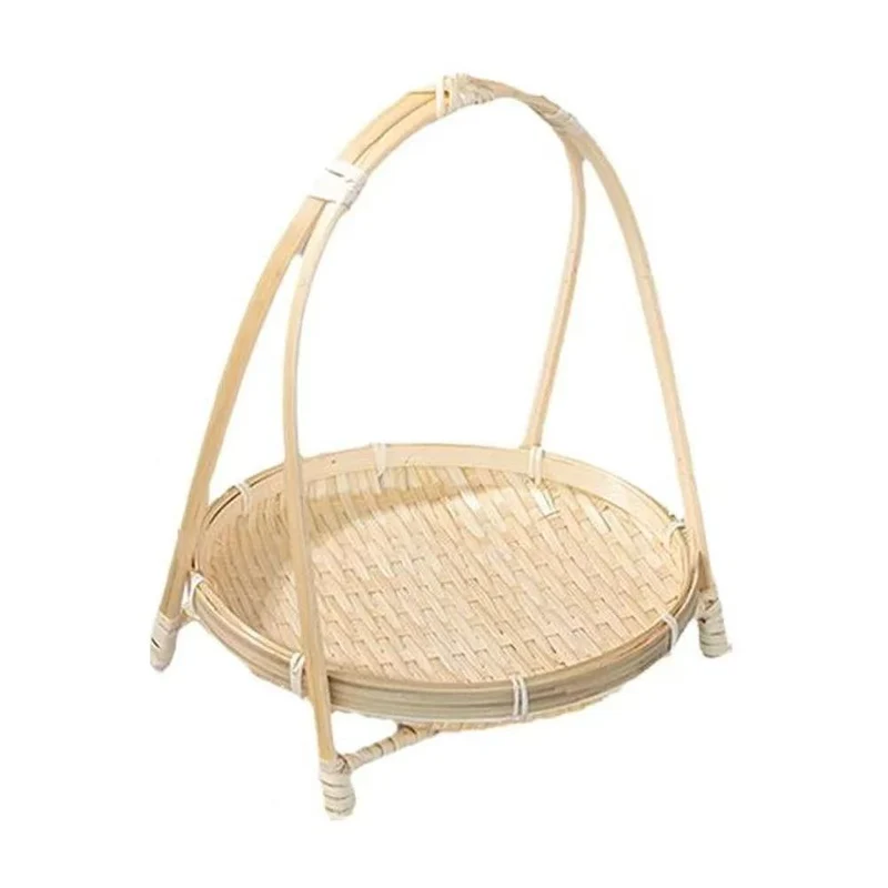 Chefco, Bamboo Woven Fruit Basket Bamboo Storage Basket for Kitchen Dining Room Cafe Sing Layer (RBB-19-1)