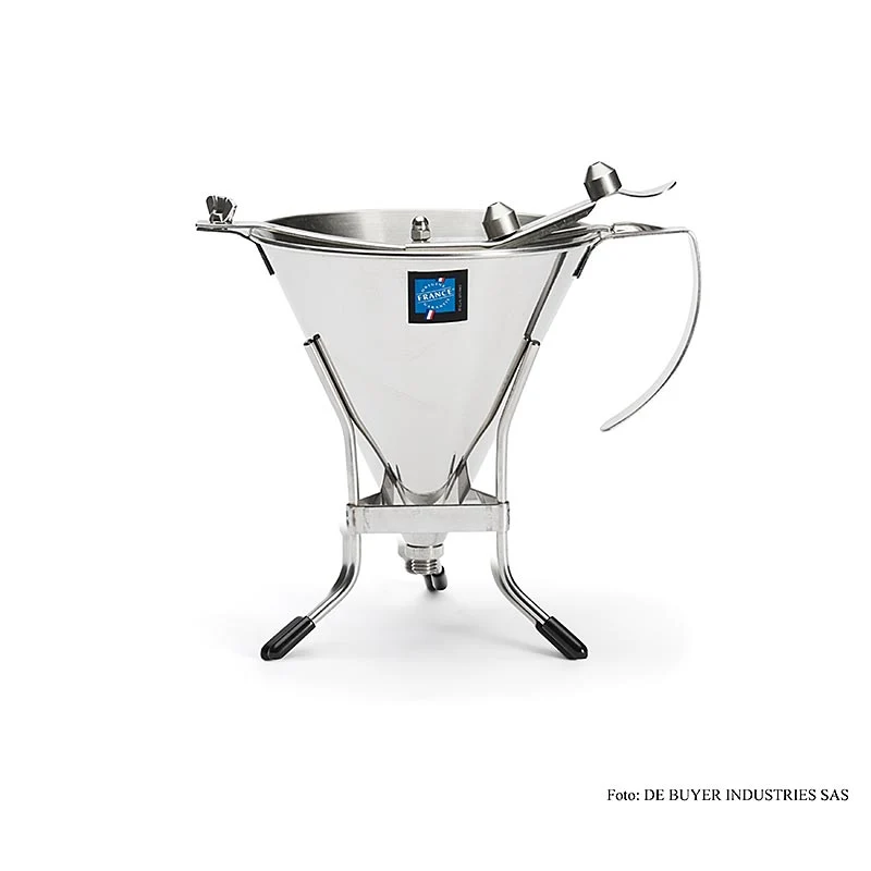 deBUYER Fondanttrichter, automatisch, mit 3 Auslaufmaßen, 1,5 Liter, mit Gestell