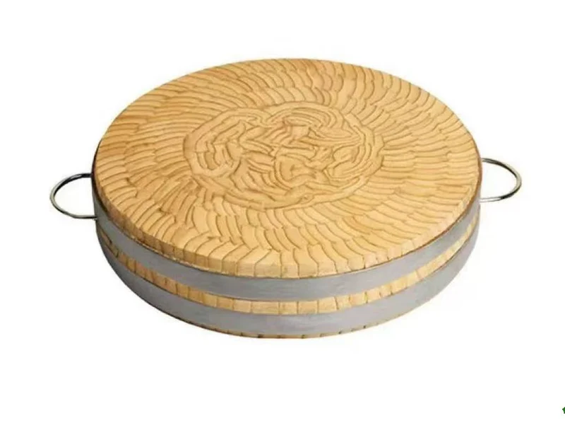 Sub-equip ,BCB-4510, Round Bamboo Chopping Board with Stainless Steel Handles, 45cm x 10cm